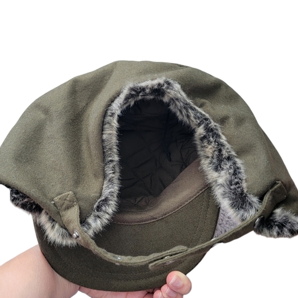 NEW Men's Fancet Army Green & Gray Fur Trapper Hat OS - Picture 3 of 6